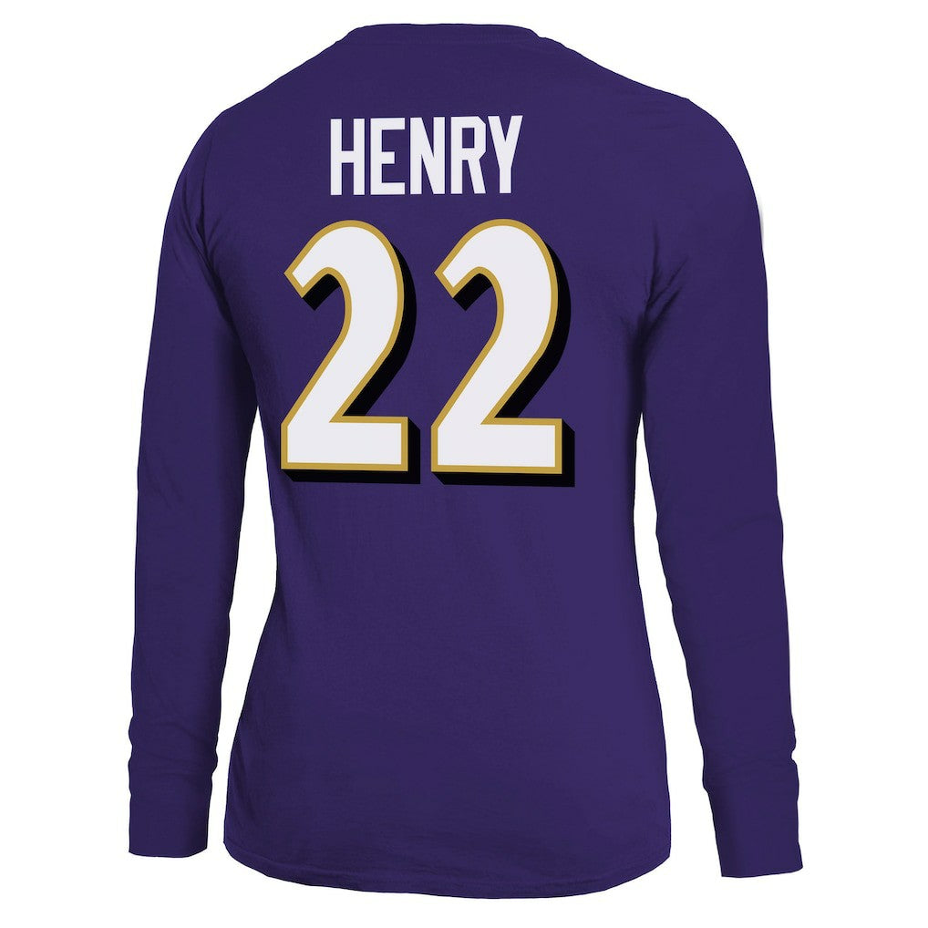 Derrick Henry Baltimore Ravens Majestic Threads Women's Name & Number Long Sleeve T-Shirt - Purple sale
