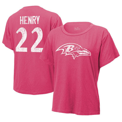 Derrick Henry Baltimore Ravens Majestic Threads Women's Name & Number T-Shirt - Pink for sale