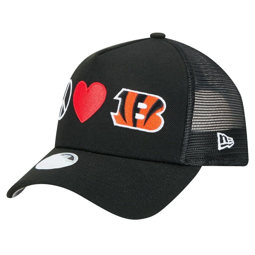 Cincinnati Bengals New Era Women's Peace & Love Trucker 9FORTY Adjustable Hat - Black discount