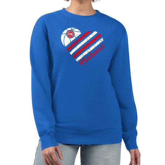 Detroit Pistons G-III 4Her by Carl Banks Women's Heart Graphic Fleece Pullover Sweatshirt sale - Royal on sale