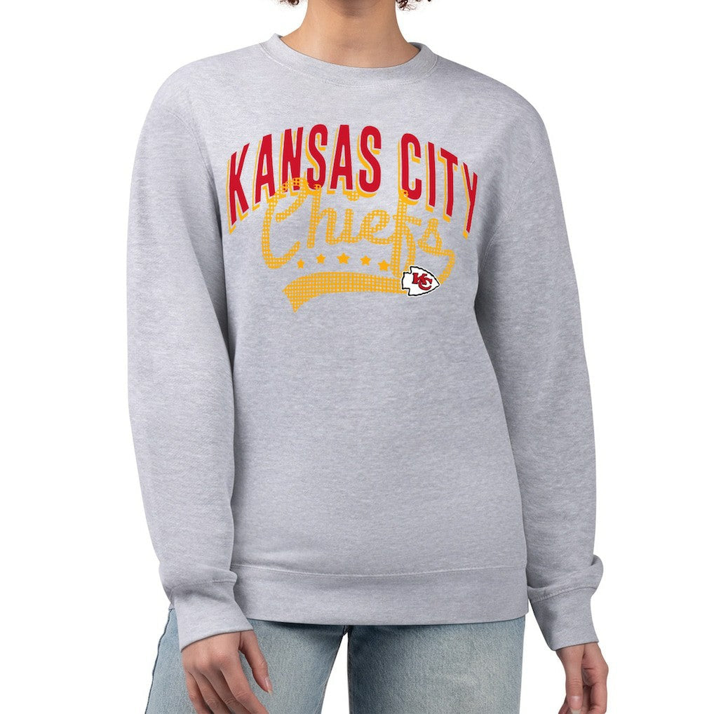 Kansas City Chiefs G-III 4Her by Carl Banks Women's Filigree Logo Graphic Fleece Pullover Sweatshirt - Heather Gray sale
