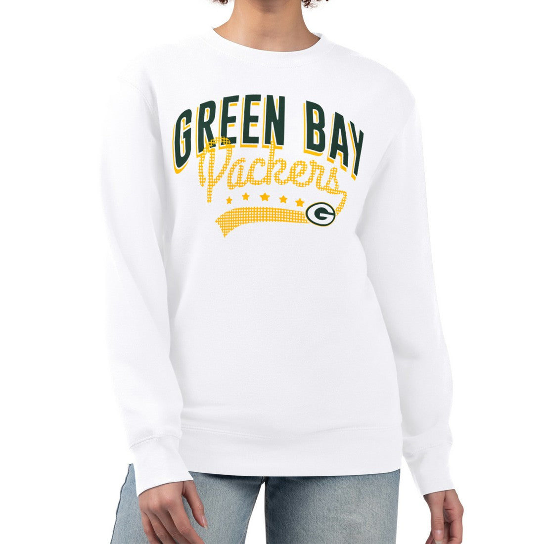 Green Bay Packers G-III 4Her by Carl Banks Women's Filigree Logo Graphic Fleece Pullover Sweatshirt - White online