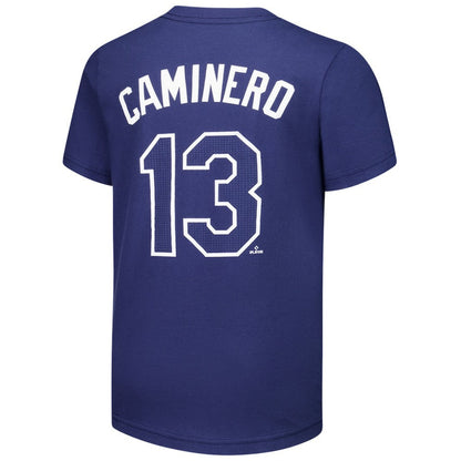 Junior Caminero Tampa Bay Rays Youth Name & Number T-Shirt - Navy | Nike