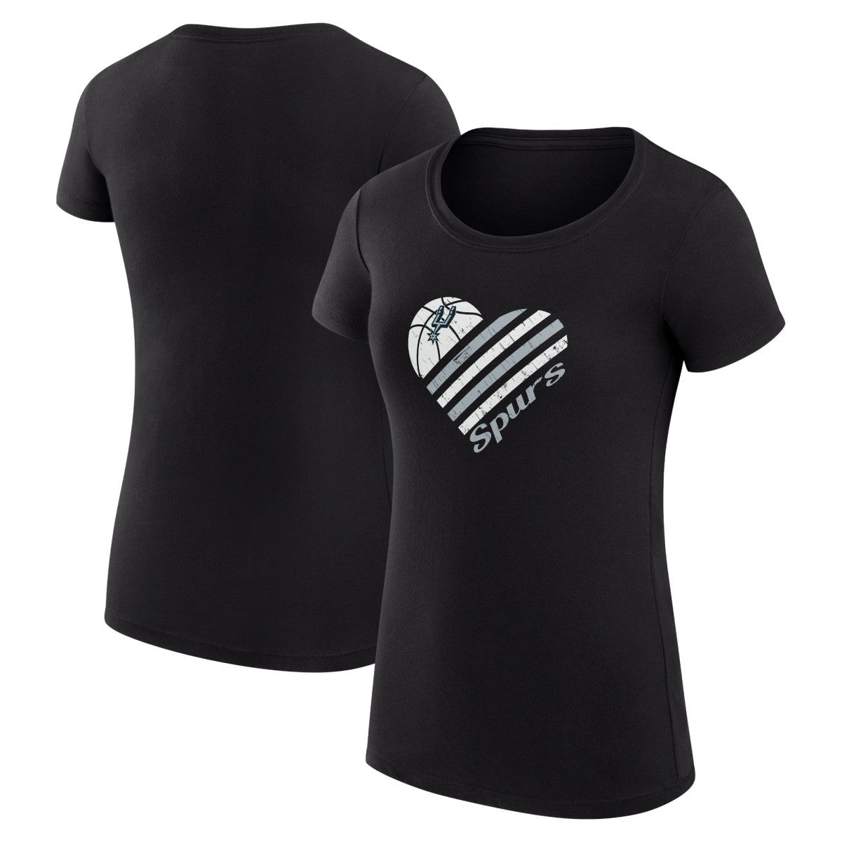 San Antonio Spurs G-III 4Her by Carl Banks Women's Super-Slim Fit Lightweight Heart T-Shirt - Black shop
