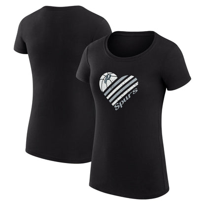 San Antonio Spurs G-III 4Her by Carl Banks Women's Super-Slim Fit Lightweight Heart T-Shirt - Black shop