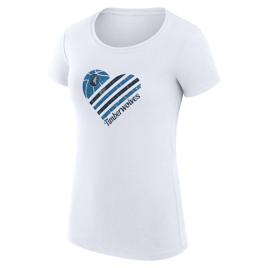 Minnesota Timberwolves G-III 4Her by Carl Banks Women's Super-Slim Fit Lightweight Heart T-Shirt - White shop