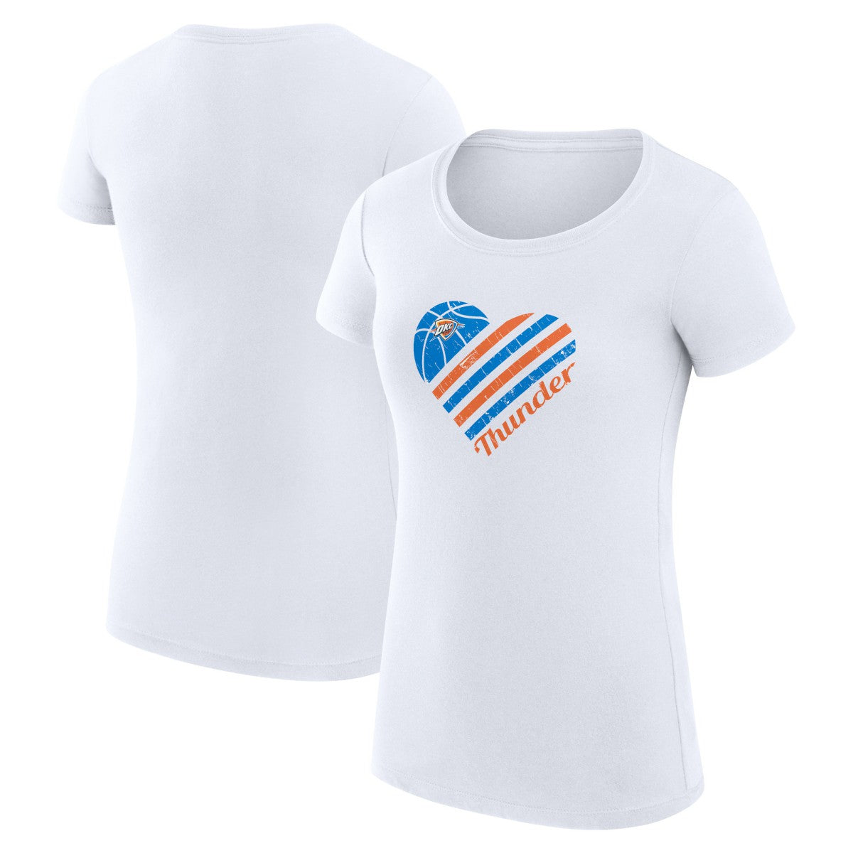 Oklahoma City Thunder G-III 4Her by Carl Banks Women's Super-Slim Fit Lightweight Heart T-Shirt - White discount
