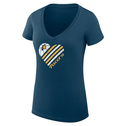Indiana Pacers G-III 4Her by Carl Banks Women's Super-Slim Fit Lightweight Heart V-Neck T-Shirt - Navy discount
