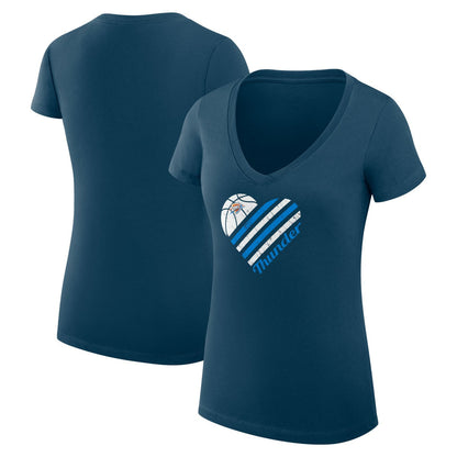 Oklahoma City Thunder G-III 4Her by Carl Banks Women's Super-Slim Fit Lightweight Heart V-Neck T-Shirt - Navy online