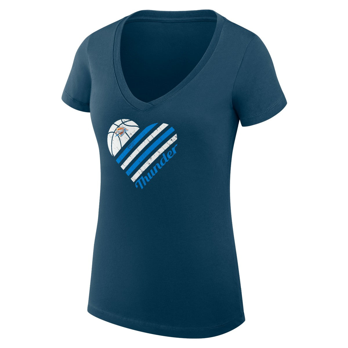 Oklahoma City Thunder G-III 4Her by Carl Banks Women's Super-Slim Fit Lightweight Heart V-Neck T-Shirt - Navy online
