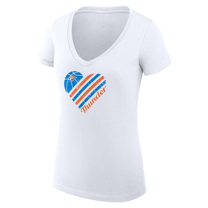 Oklahoma City Thunder G-III 4Her by Carl Banks Women's Super-Slim Fit Lightweight Heart V-Neck T-Shirt - White outlet