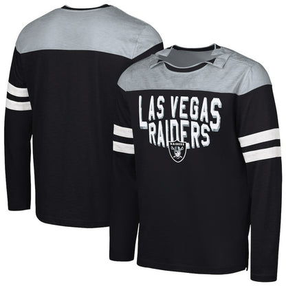 Las Vegas Raiders G-III Sports by Carl Banks Adaptive Hail Mary Long Sleeve T-Shirt - Black/Silver cheap