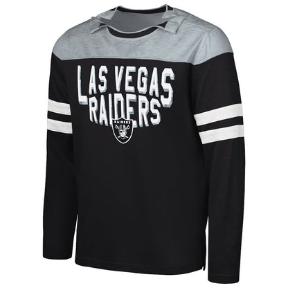 Las Vegas Raiders G-III Sports by Carl Banks Adaptive Hail Mary Long Sleeve T-Shirt - Black/Silver cheap