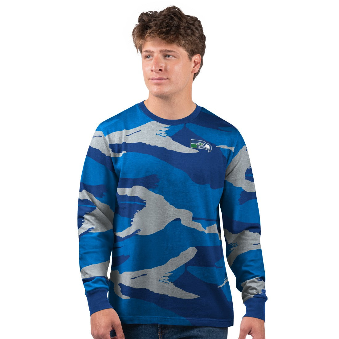 Seattle Seahawks Starter Thursday Night Gridiron Vintage Logo Long Sleeve T-Shirt - Royal/Gray outlet