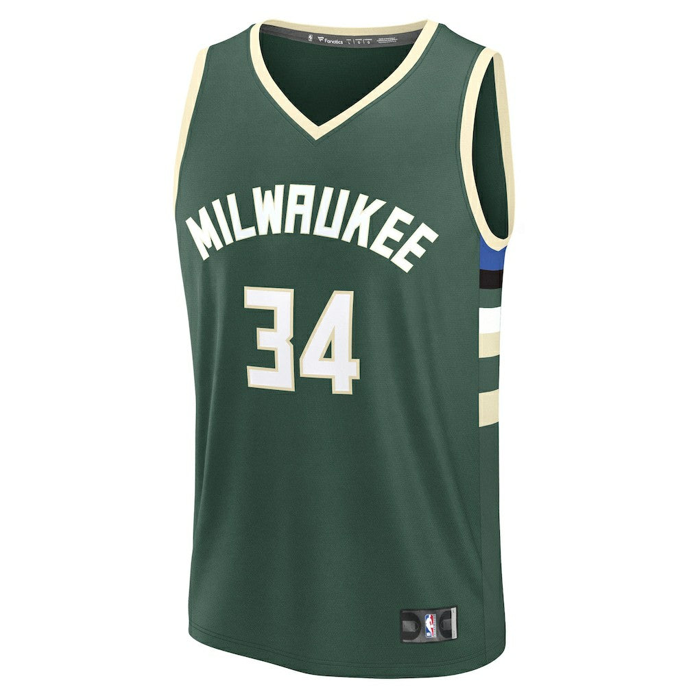 Giannis Antetokounmpo Milwaukee Bucks Fast Break Replica Player Jersey - Icon Edition - Hunter Green | Fanatics shop