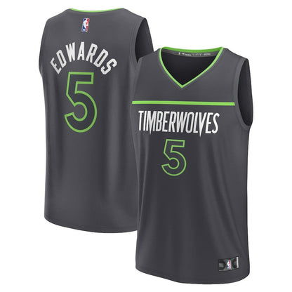 Anthony Edwards Minnesota Timberwolves Fast Break Replica Player Jersey - Statement Edition - Anthracite | Fanatics outlet