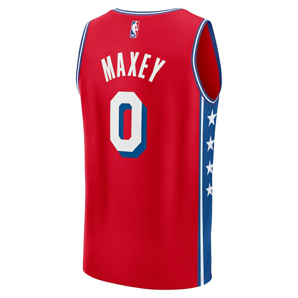 Tyrese Maxey Philadelphia 76ers Fast Break Replica Player Jersey - Statement Edition - Red | Fanatics for sale