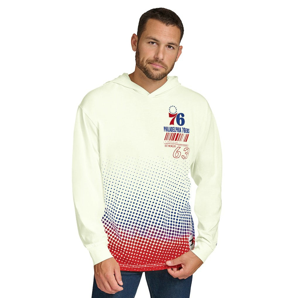 Philadelphia 76ers Tommy Jeans Ben Vintage Applique Long Sleeve Hoodie T-Shirt - Cream on sale