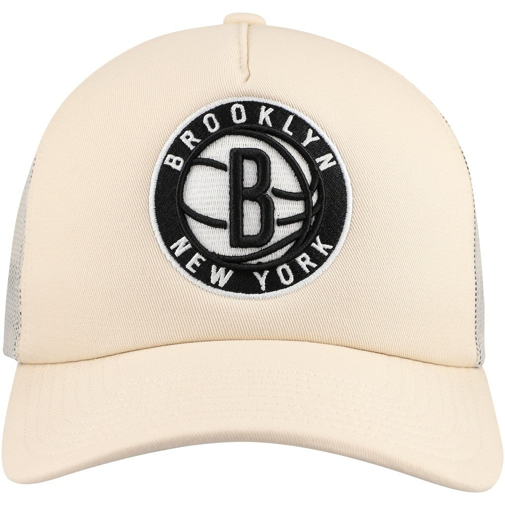 Brooklyn Nets Trucker Adjustable Hat - Cream | Mitchell & Ness cheap