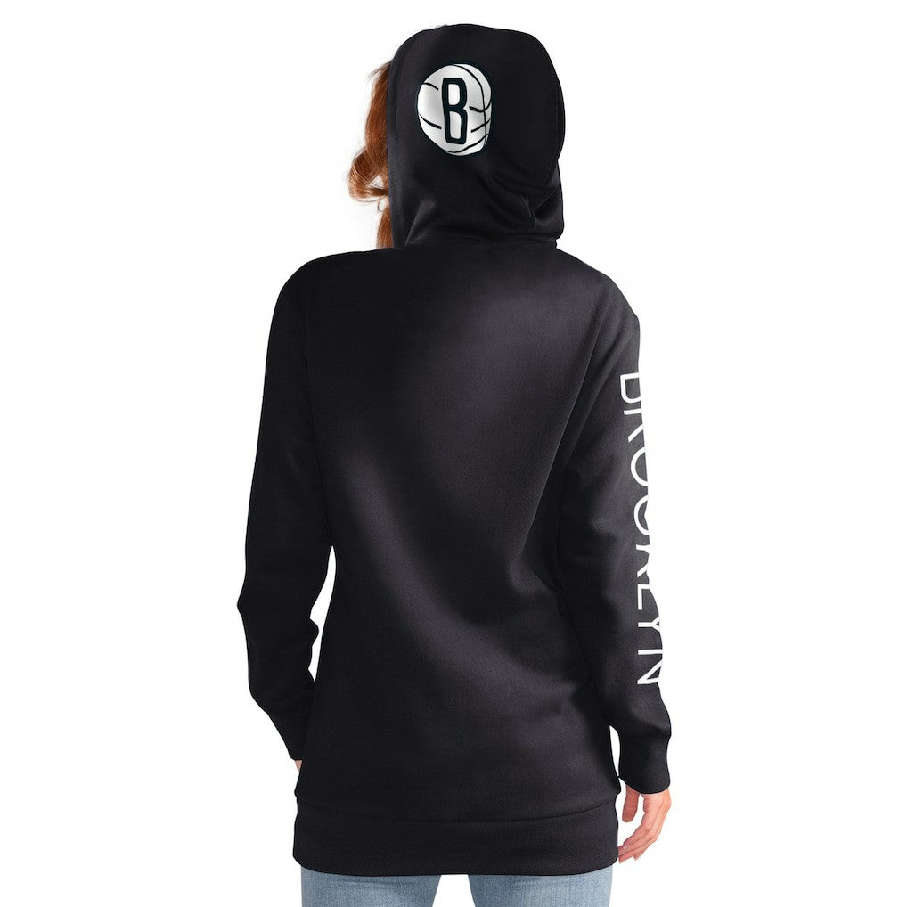 Brooklyn Nets G-III 4Her by Carl Banks Women's Base Coach Pullover Hoodie - Black on sale