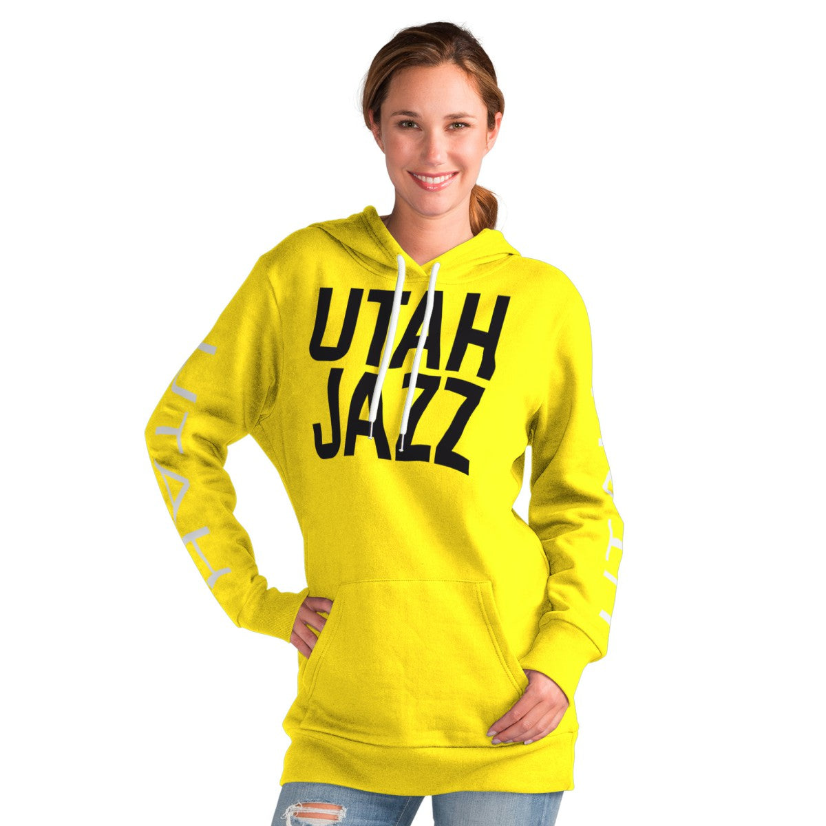 Utah Jazz G-III 4Her by Carl Banks Women's Base Coach Pullover Hoodie - Gold sale