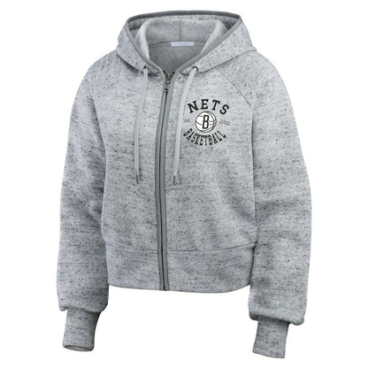 Brooklyn Nets WEAR by Erin Andrews Women's Speckled Radiator Full-Zip Hoodie - Heather Gray shop