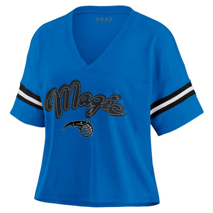 Orlando Magic WEAR by Erin Andrews Women's Color Block Boxy V-Neck T-Shirt - Blue outlet
