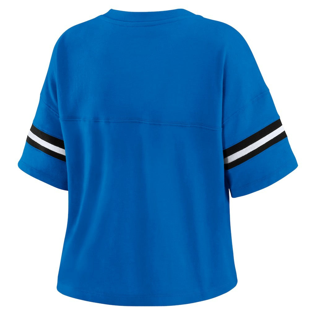 Orlando Magic WEAR by Erin Andrews Women's Plus Size Color Block Boxy V-Neck T-Shirt - Blue cheap
