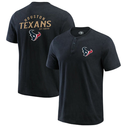 Houston Texans Darius Rucker Collection Washed Henley T-Shirt - Black for sale