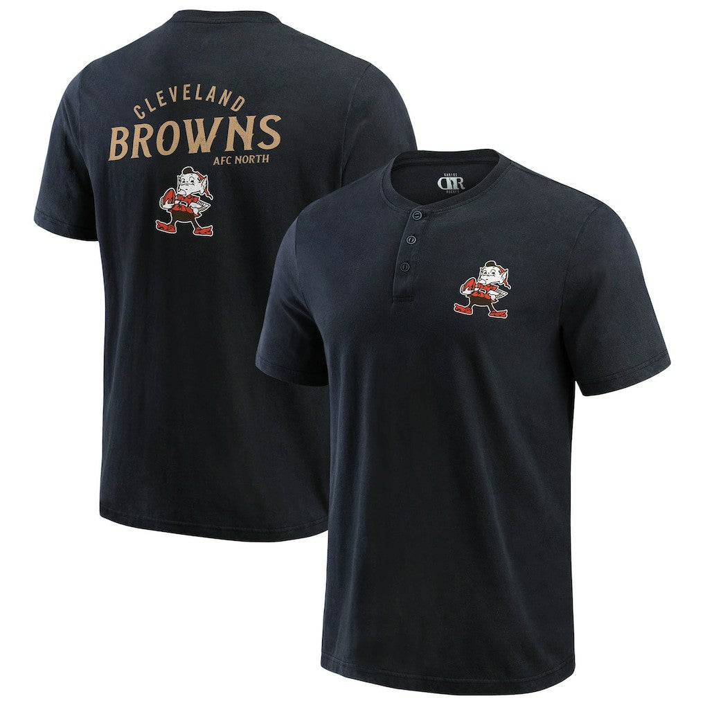 Cleveland Browns Darius Rucker Collection Washed Henley T-Shirt - Black cheap