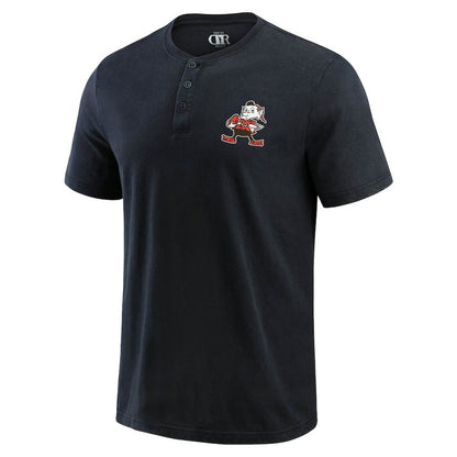 Cleveland Browns Darius Rucker Collection Washed Henley T-Shirt - Black cheap