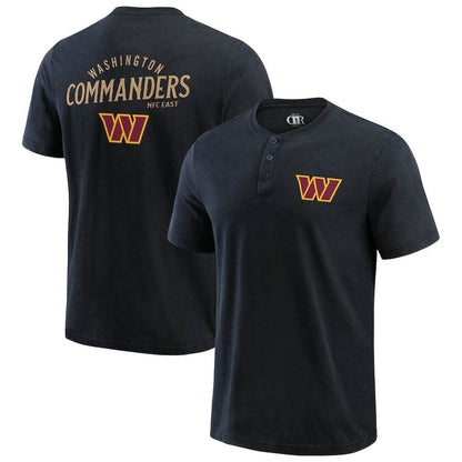 Washington Commanders Darius Rucker Collection Washed Henley T-Shirt - Black outlet