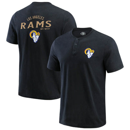 Los Angeles Rams Darius Rucker Collection Washed Henley T-Shirt - Black cheap