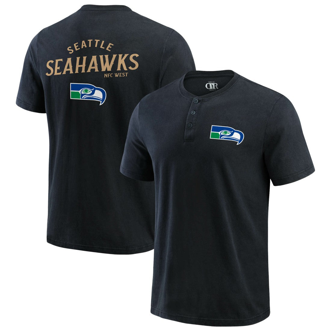 Seattle Seahawks Darius Rucker Collection Washed Henley T-Shirt - Black for sale