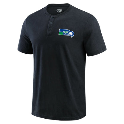 Seattle Seahawks Darius Rucker Collection Washed Henley T-Shirt - Black for sale