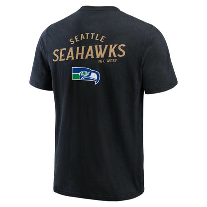 Seattle Seahawks Darius Rucker Collection Washed Henley T-Shirt - Black for sale