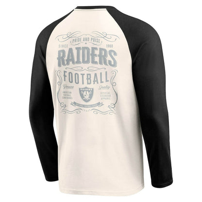 Las Vegas Raiders Darius Rucker Collection Raglan Henley T-Shirt - Cream/Black cheap
