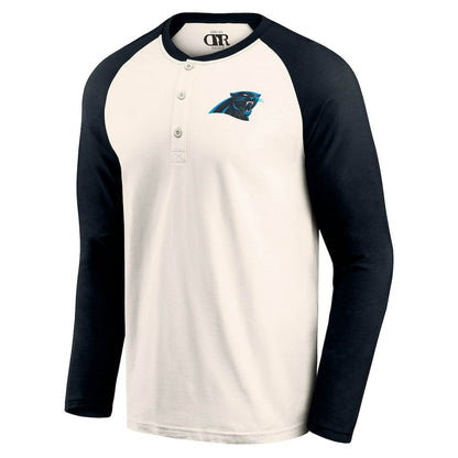 Carolina Panthers Darius Rucker Collection Raglan Henley T-Shirt - Cream/Black cheap