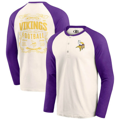Minnesota Vikings Darius Rucker Collection Raglan Henley T-Shirt - Cream/Purple discount