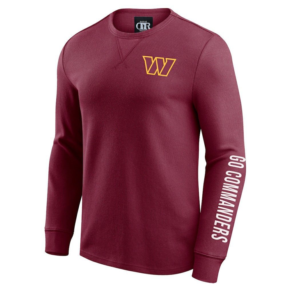 Washington Commanders Darius Rucker Collection Washed Waffle-Knit Long Sleeve T-Shirt - Burgundy online