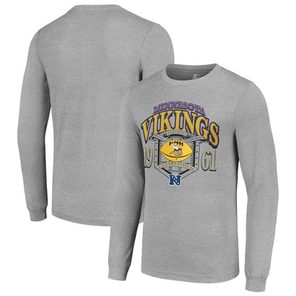 Minnesota Vikings Starter Retro Long Sleeve Graphic T-Shirt - Heather Gray cheap