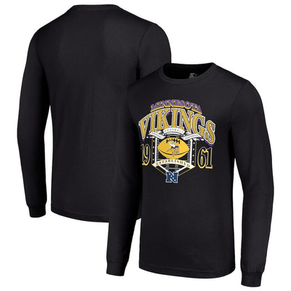Minnesota Vikings Starter Retro Long Sleeve Graphic T-Shirt - Black for sale