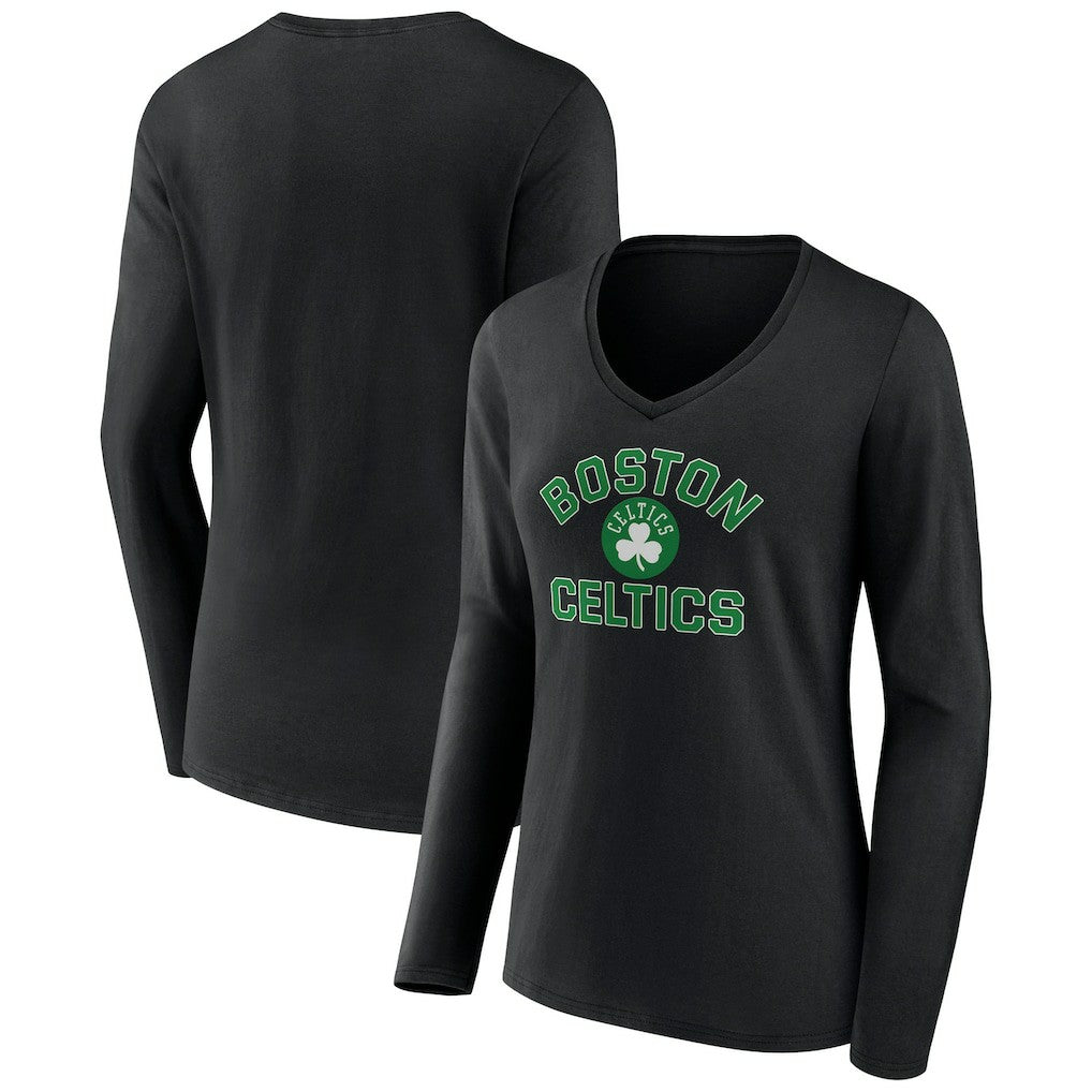 Boston Celtics Women's Overtime V-Neck Long Sleeve T-Shirt - Black on sale