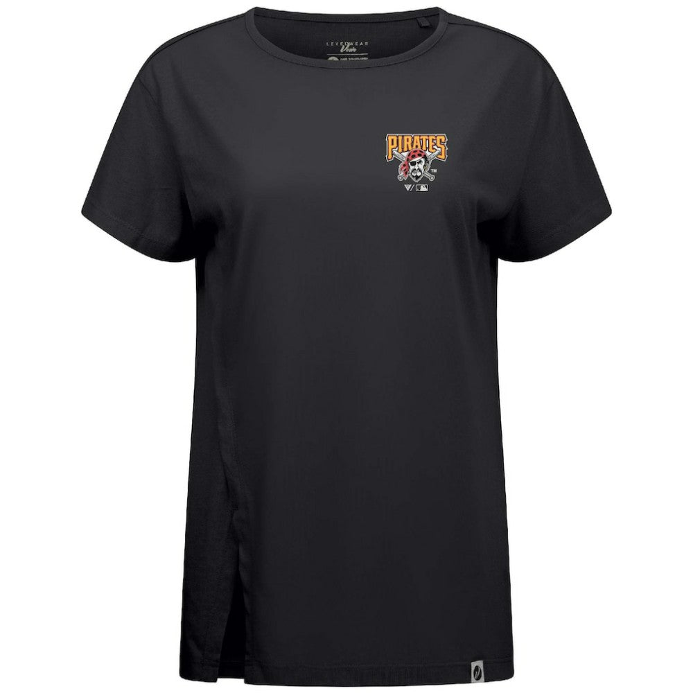 Pittsburgh Pirates Levelwear Women's Influx Cooperstown Core Logo T-Shirt - Black