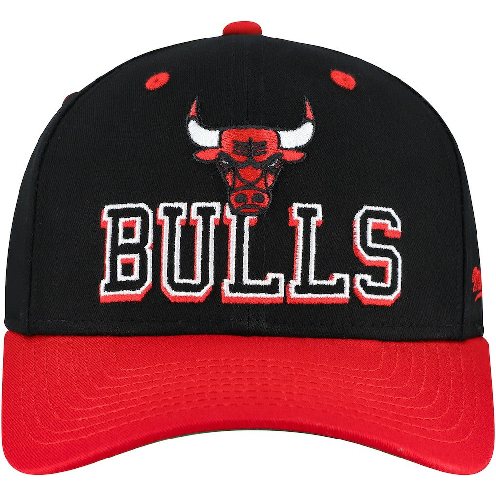 Chicago Bulls Backside Script 2-Tone Pro Crown Adjustable Hat - Black/Red | Mitchell & Ness discount