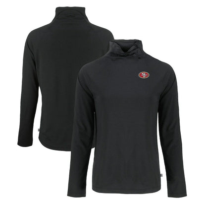 San Francisco 49ers Cutter & Buck Women's Coastline Epic Comfort Eco Recycled Funnel Neck Raglan Pullover Sweatshirt - Black for sale