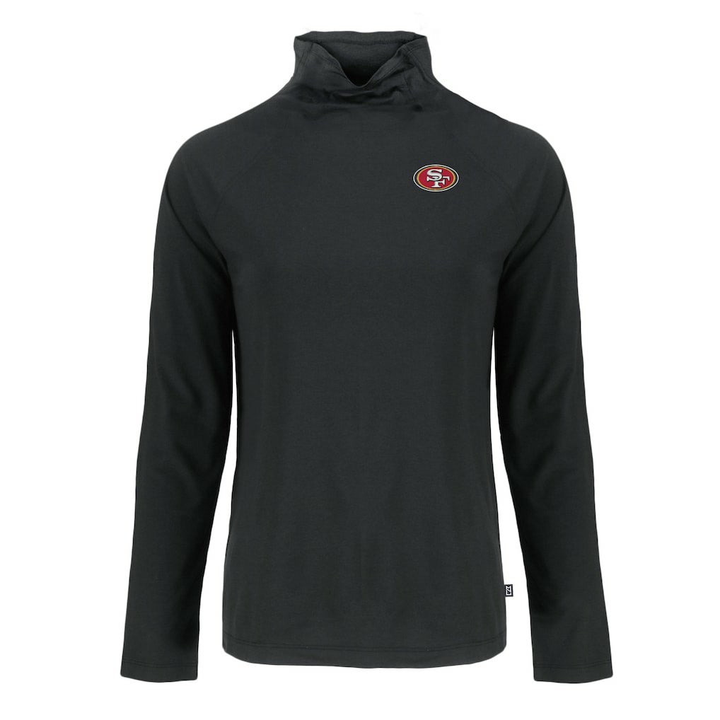 San Francisco 49ers Cutter & Buck Women's Coastline Epic Comfort Eco Recycled Funnel Neck Raglan Pullover Sweatshirt - Black for sale