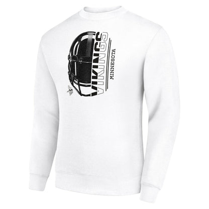 Minnesota Vikings Starter Half Helmet Team Graphic Tri-Blend Fleece Pullover Sweatshirt - White discount