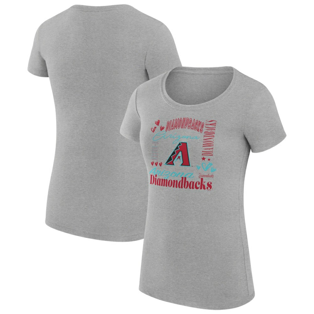 Arizona Diamondbacks G-III 4Her by Carl Banks Women's Super-Slim Fit Lightweight Collage Team Graphic Crew Neck T-Shirt - Heather Gray