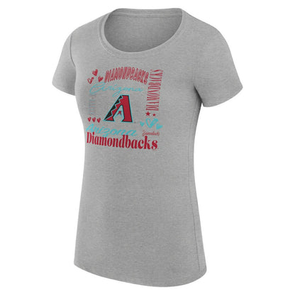 Arizona Diamondbacks G-III 4Her by Carl Banks Women's Super-Slim Fit Lightweight Collage Team Graphic Crew Neck T-Shirt - Heather Gray